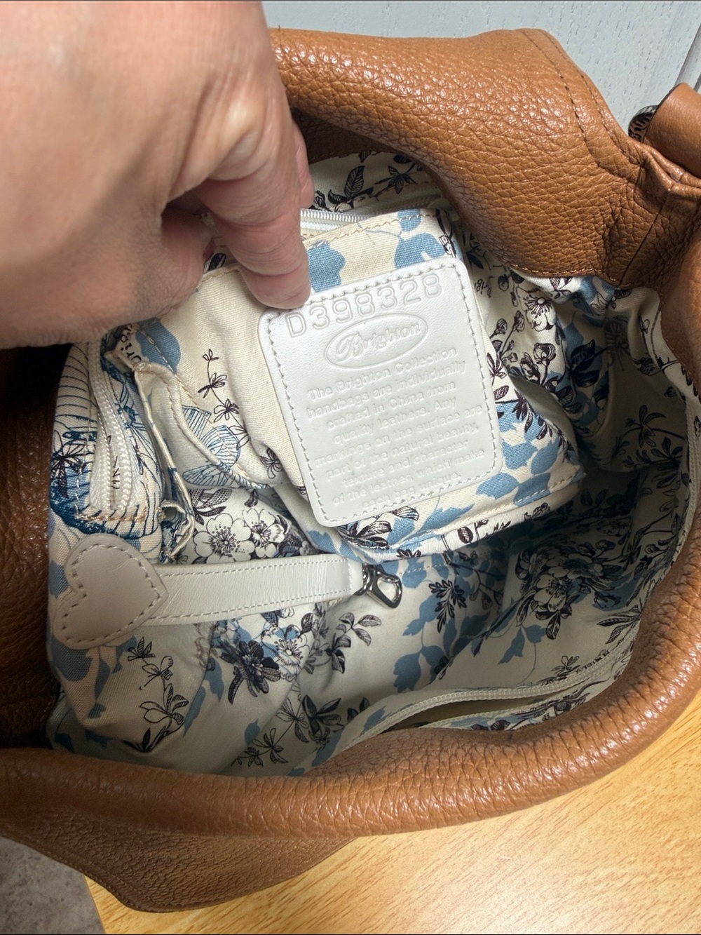 Brighton Tan Pebbled Leather Shoulder Bag with Floral Tassel - Picture 6 of 17